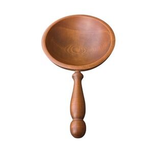 Woodcroftery Hanging Turned Wood Bowl w/ Handle Primitive USA Vintage 13.75"‎